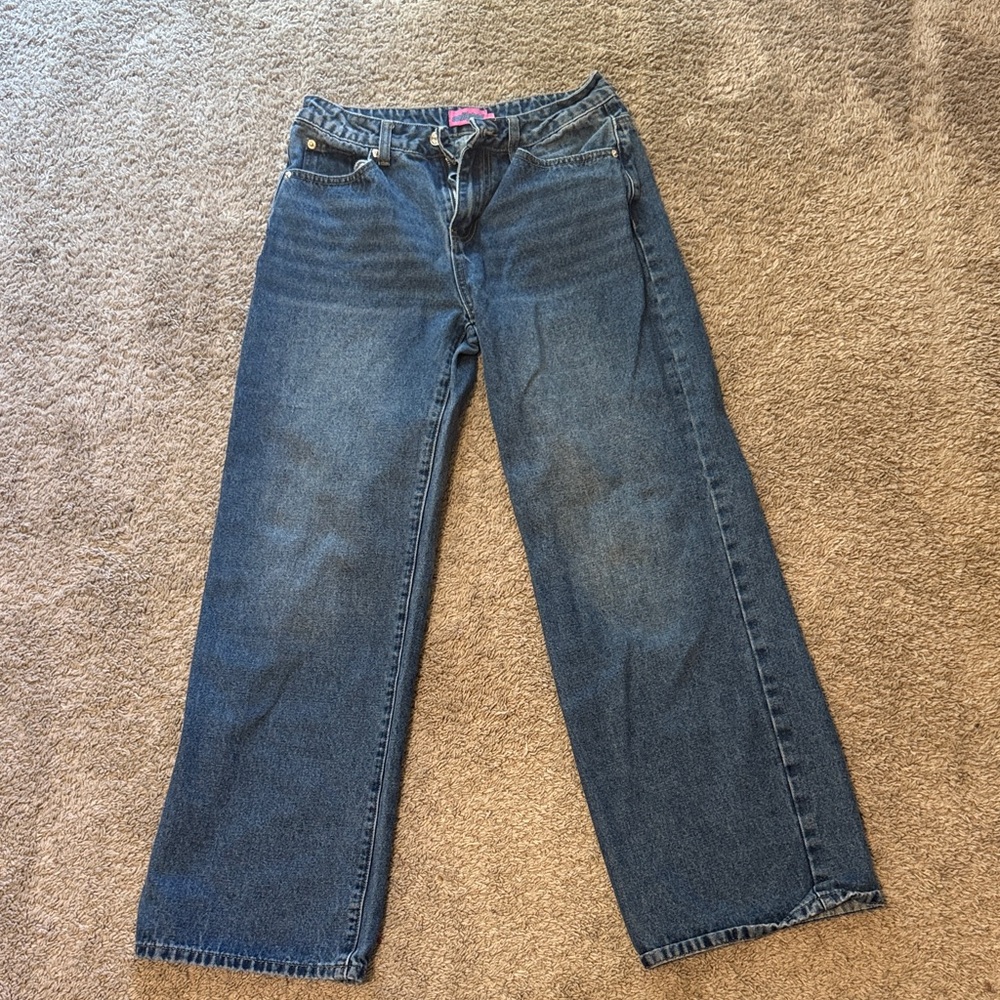 Edikted Dark Blue Straight Leg Jeans